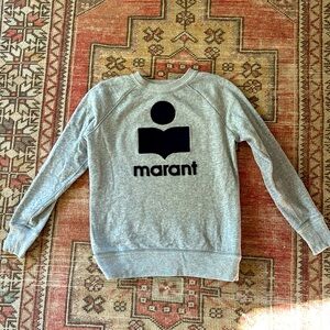 Isabel Marant Light Gray Sweatshirt with Black Logo